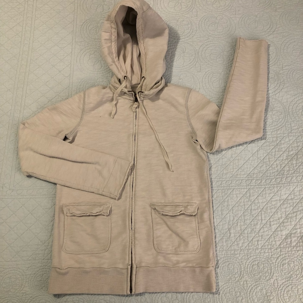J Crew Rumpled French Terry full zip hooded jacket. Size XS.